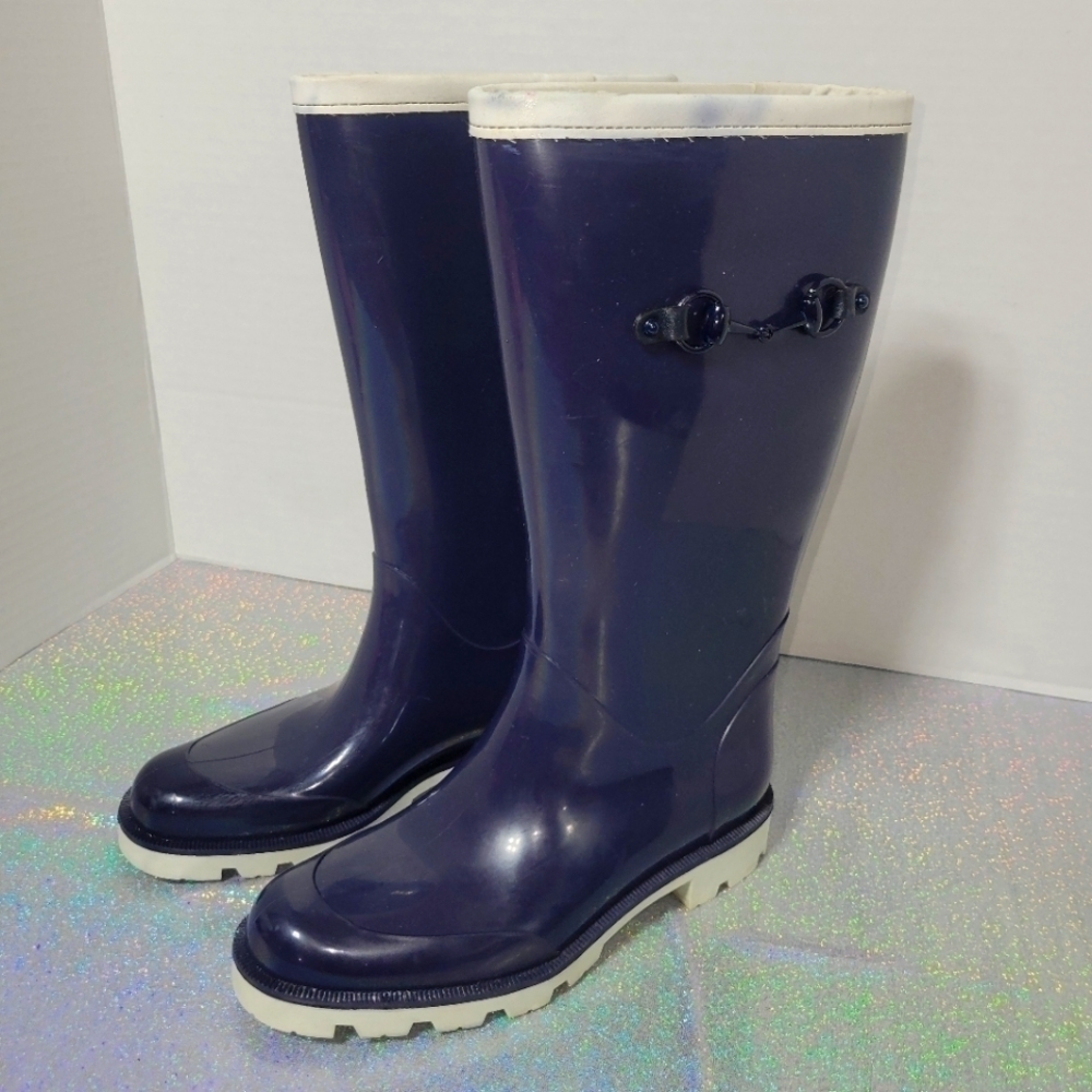 Gucci Horsebit 1955 Blue & White Rubber Rainboots Sz: 5